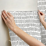 Tick Marks Black Peel & Stick Wallpaper with Geometric Abstract Motif - York RMK12275PL