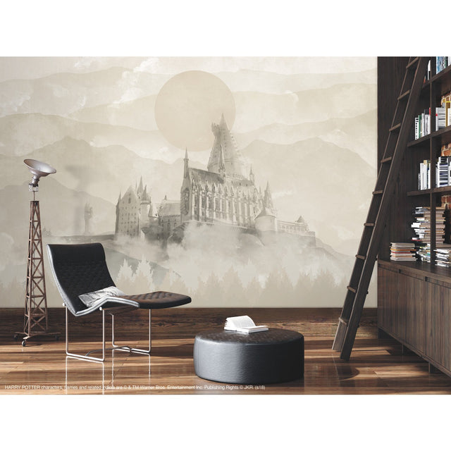 Harry Potter Hogwarts Castle Grey Peel & Stick Wall Mural with Novelty Licensed Kids Style - York RMK12279M