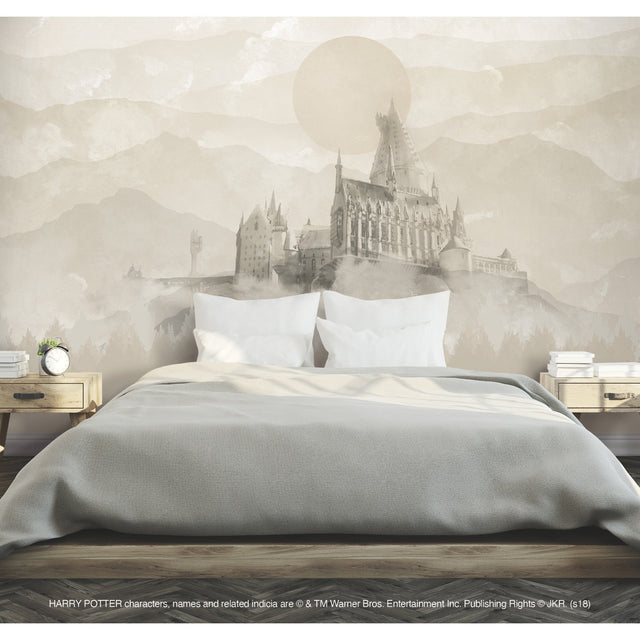 Harry Potter Hogwarts Castle Grey Peel & Stick Wall Mural with Novelty Licensed Kids Style - York RMK12279M