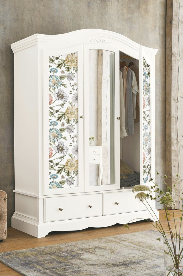 Vintage Poppy Pink Peel & Stick Wallpaper with Botanical Flowers Motif, Whimsical Style - York RMK12281PL