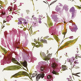 Iris Purple Peel & Stick Wallpaper with Whimsical Botanical Flowers - York RMK12295PL