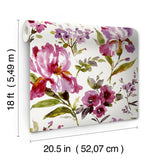 Iris Purple Peel & Stick Wallpaper with Whimsical Botanical Flowers - York RMK12295PL