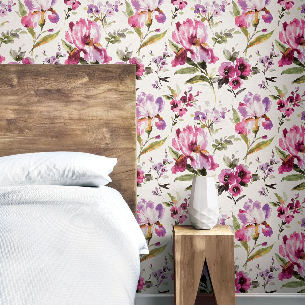Iris Purple Peel & Stick Wallpaper with Whimsical Botanical Flowers - York RMK12295PL