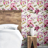 Iris Purple Peel & Stick Wallpaper with Whimsical Botanical Flowers - York RMK12295PL