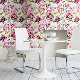 Iris Purple Peel & Stick Wallpaper with Whimsical Botanical Flowers - York RMK12295PL