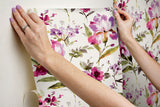 Iris Purple Peel & Stick Wallpaper with Whimsical Botanical Flowers - York RMK12295PL