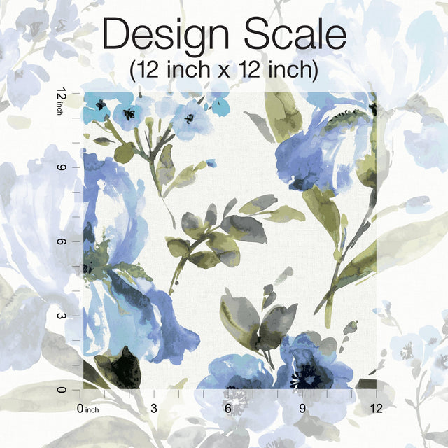 Iris Blue Peel & Stick Wallpaper with Whimsical Botanical Flowers - York RMK12296PL