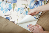Iris Blue Peel & Stick Wallpaper with Whimsical Botanical Flowers - York RMK12296PL