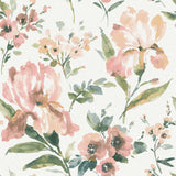Iris Pink Peel & Stick Wallpaper with Whimsical Botanical Flowers - York RMK12297PL
