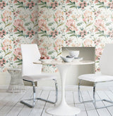Iris Pink Peel & Stick Wallpaper with Whimsical Botanical Flowers - York RMK12297PL