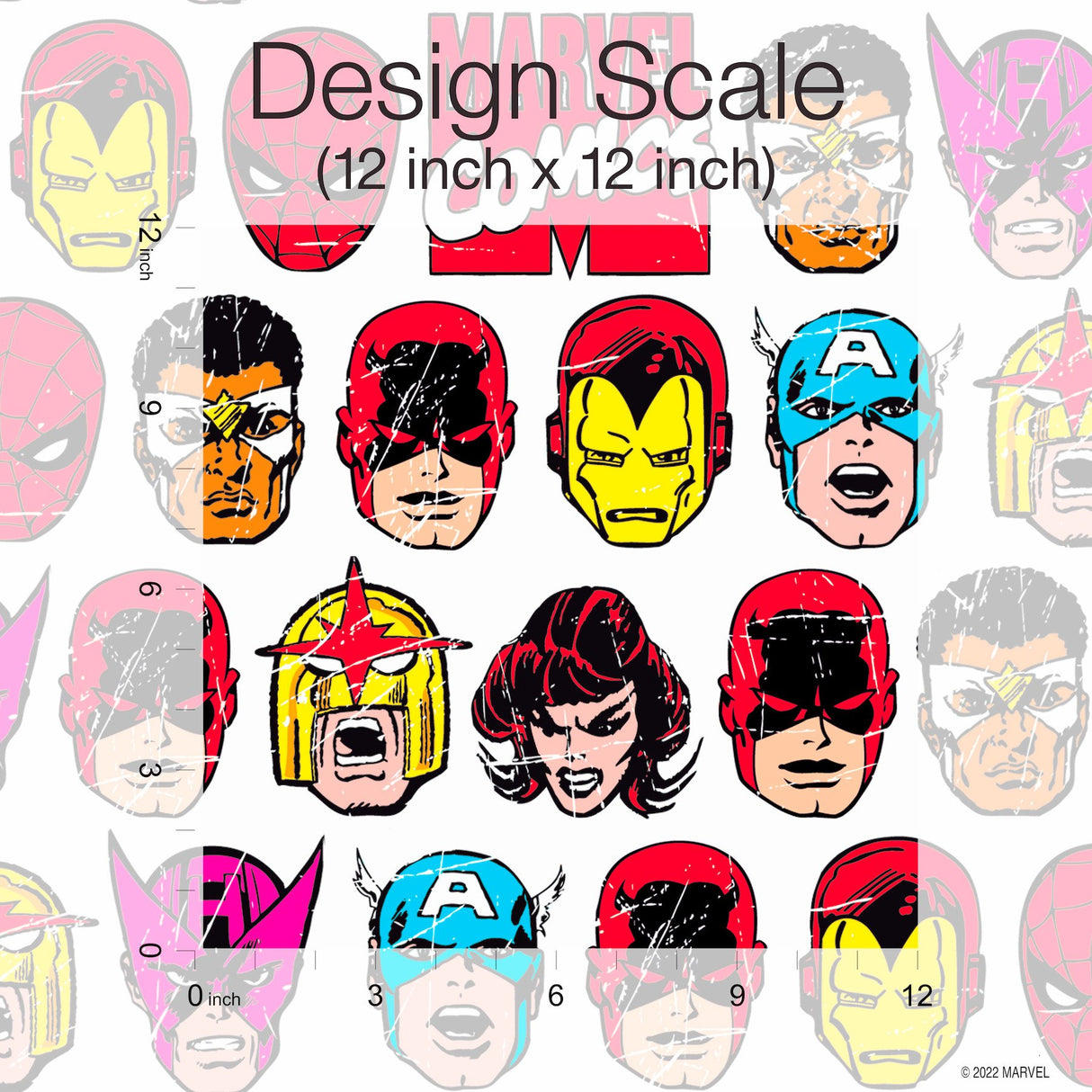 Marvel Comics Classic Faces Multicolor Peel & Stick Wallpaper with Comic Hero Faces Pattern - York RMK12309RL