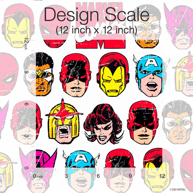 Marvel Comics Classic Faces Multicolor Peel & Stick Wallpaper with Comic Hero Faces Pattern - York RMK12309RL