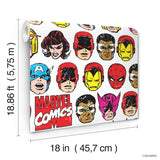 Marvel Comics Classic Faces Multicolor Peel & Stick Wallpaper with Comic Hero Faces Pattern - York RMK12309RL