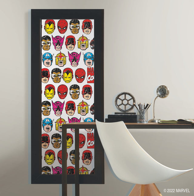 Marvel Comics Classic Faces Multicolor Peel & Stick Wallpaper with Comic Hero Faces Pattern - York RMK12309RL