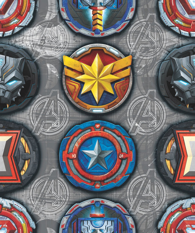Avengers Emblems Multicolor Peel & Stick Vinyl Wallpaper with Marvel Icon Motif - York RMK12311RL