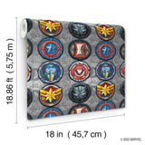 Avengers Emblems Multicolor Peel & Stick Vinyl Wallpaper with Marvel Icon Motif - York RMK12311RL