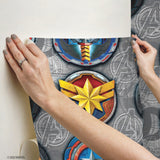 Avengers Emblems Multicolor Peel & Stick Vinyl Wallpaper with Marvel Icon Motif - York RMK12311RL