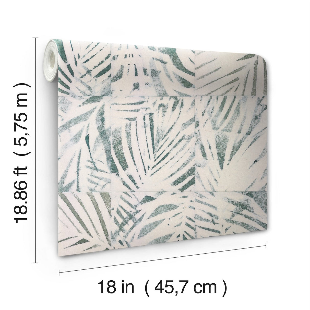Cubism Palm Green Peel & Stick Wallpaper with Tropical Novelty Palm Tile Pattern - York RMK12312RL