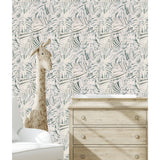 Cubism Palm Green Peel & Stick Wallpaper with Tropical Novelty Palm Tile Pattern - York RMK12312RL