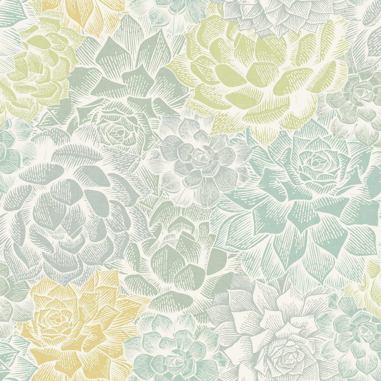 Succulent Plant Green Peel & Stick Wallpaper with Whimsical Botanical Novelty Pattern - York RMK12313RL