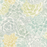 Succulent Plant Green Peel & Stick Wallpaper with Whimsical Botanical Novelty Pattern - York RMK12313RL