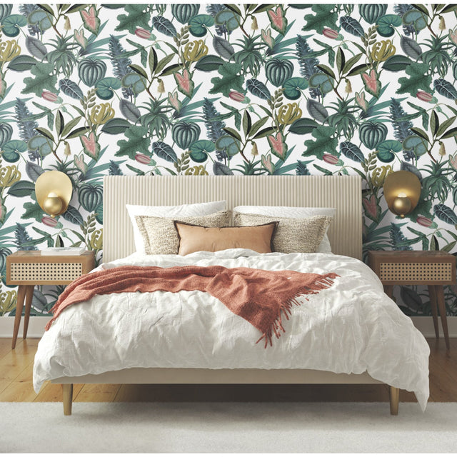Tropical Green Peel & Stick Wallpaper with Botanical Novelty Pattern - York RMK12314RL
