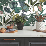 Tropical Green Peel & Stick Wallpaper with Botanical Novelty Pattern - York RMK12314RL