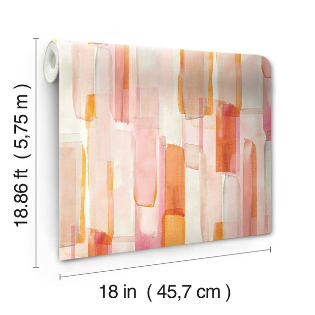 Watercolor Glass Pink Peel & Stick Wallpaper with Abstract Novelty Pattern, Whimsical Style - York RMK12315RL
