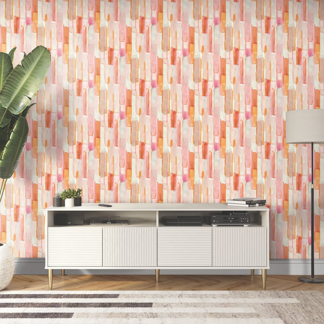 Watercolor Glass Pink Peel & Stick Wallpaper with Abstract Novelty Pattern, Whimsical Style - York RMK12315RL