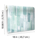 Watercolor Glass Blue Peel & Stick Wallpaper with Abstract Whimsical Pattern - York RMK12316RL