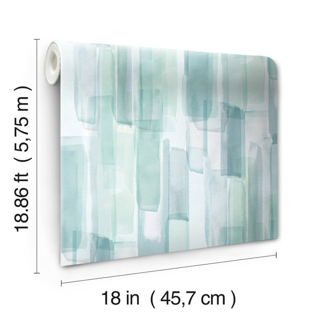 Watercolor Glass Blue Peel & Stick Wallpaper with Abstract Whimsical Pattern - York RMK12316RL