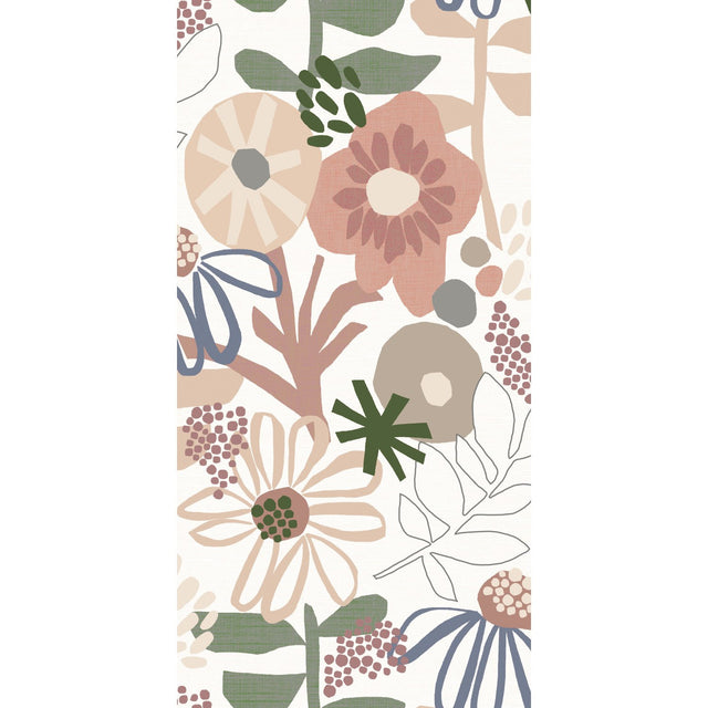 Desert Floral Pink Peel & Stick Wallpaper with Whimsical Botanical Motif - York RMK12319RL