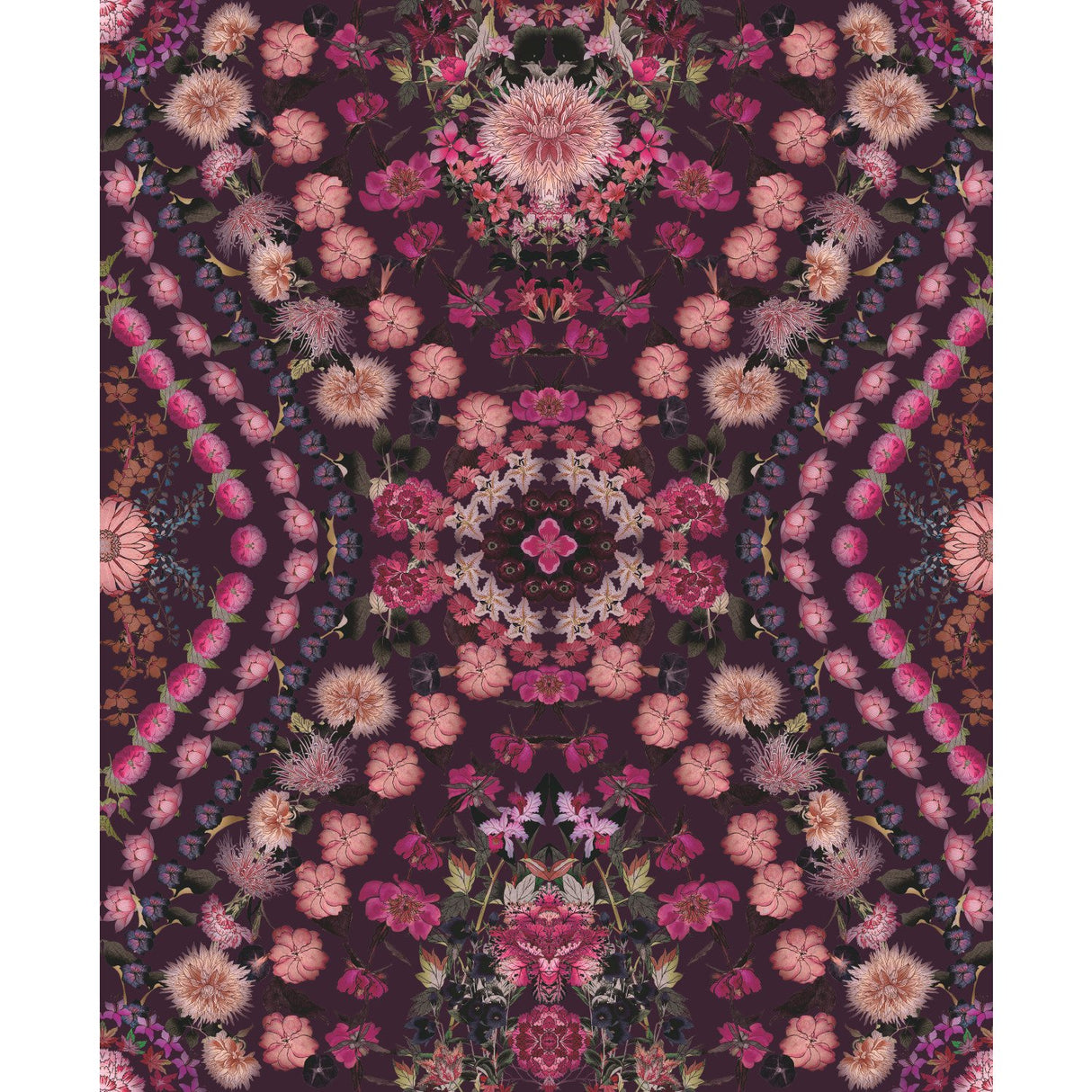 Dried Flower Kaleidoscope Pink Peel & Stick Wallpaper with Whimsical Botanical Novelty Pattern - York RMK12320RL