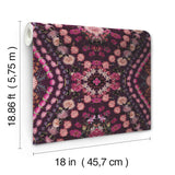Dried Flower Kaleidoscope Pink Peel & Stick Wallpaper with Whimsical Botanical Novelty Pattern - York RMK12320RL