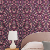 Dried Flower Kaleidoscope Pink Peel & Stick Wallpaper with Whimsical Botanical Novelty Pattern - York RMK12320RL