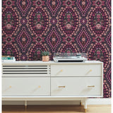 Dried Flower Kaleidoscope Pink Peel & Stick Wallpaper with Whimsical Botanical Novelty Pattern - York RMK12320RL