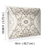 Dried Flower Kaleidoscope Taupe Peel & Stick Wallpaper with Botanical Novelty Pattern - York RMK12321RL