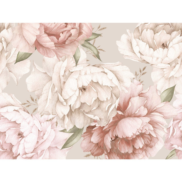 Watercolor Floral Pink Peel & Stick Wall Mural with Whimsical Botanical Pattern - York RMK12323M