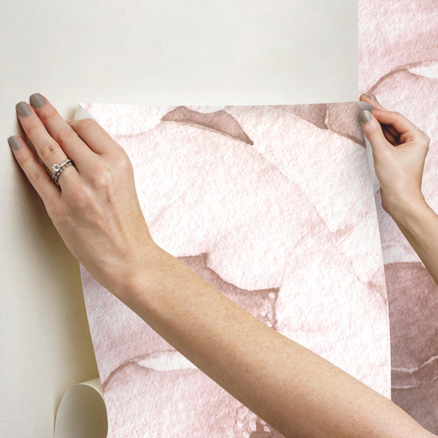 Watercolor Floral Pink Peel & Stick Wall Mural with Whimsical Botanical Pattern - York RMK12323M