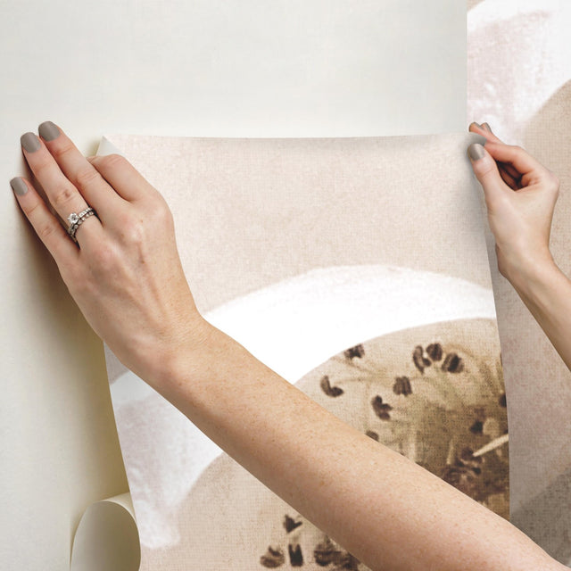 Creamy Floral Peel & Stick Wall Mural in Cream - Mr. Kate Whimsical Botanical Vinyl, 108 in x 108 in - York RMK12324M