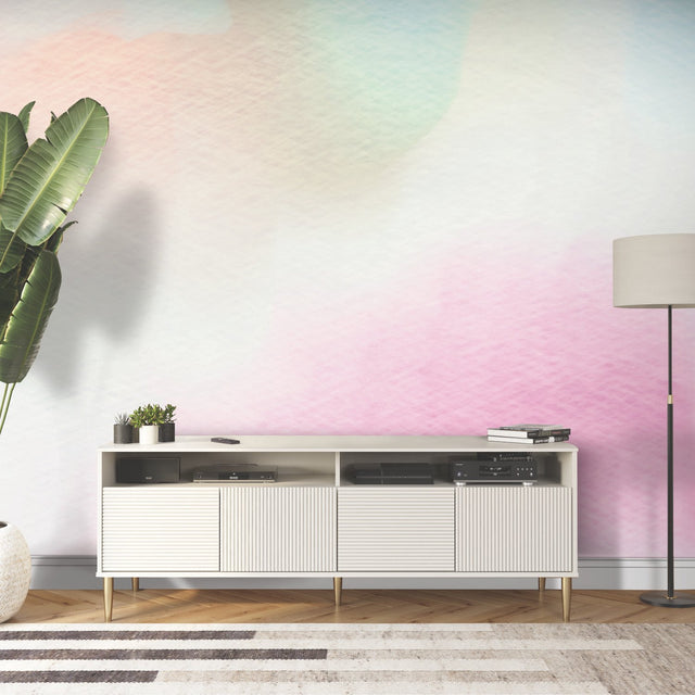 Watercolor Pink Peel & Stick Wall Mural with Abstract Whimsical Pattern - York RMK12325M