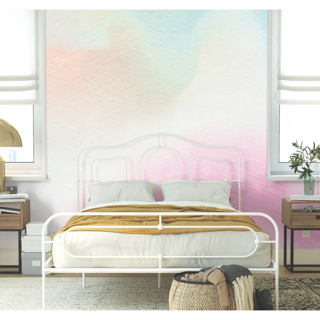 Watercolor Pink Peel & Stick Wall Mural with Abstract Whimsical Pattern - York RMK12325M