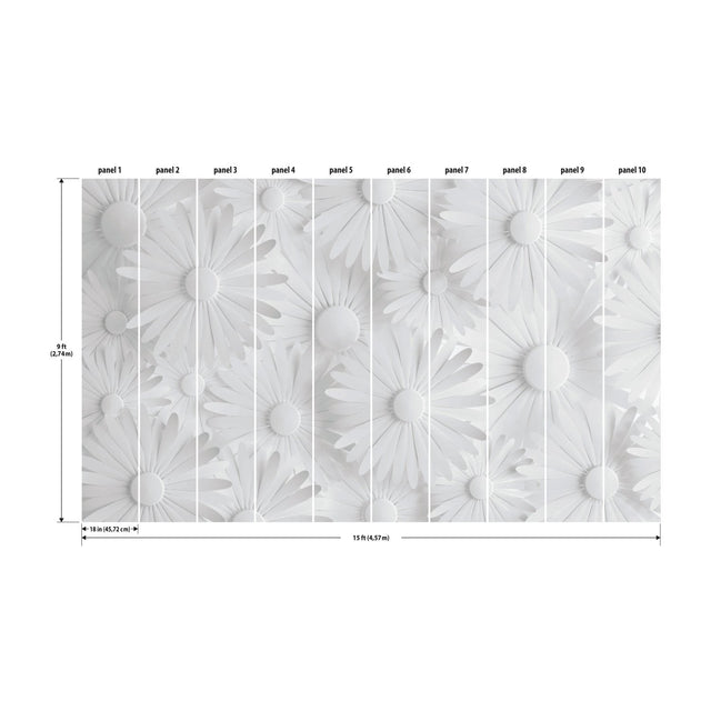 Modern Daisy Grey Peel & Stick Wall Mural