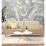 Acrylic Pour Walllpaper Grey Peel & Stick Wall Mural