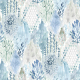 Watercolor Tree Mosaic Blue Peel & Stick Wallpaper with Whimsical Botanical Trees - York RMK12330PLW