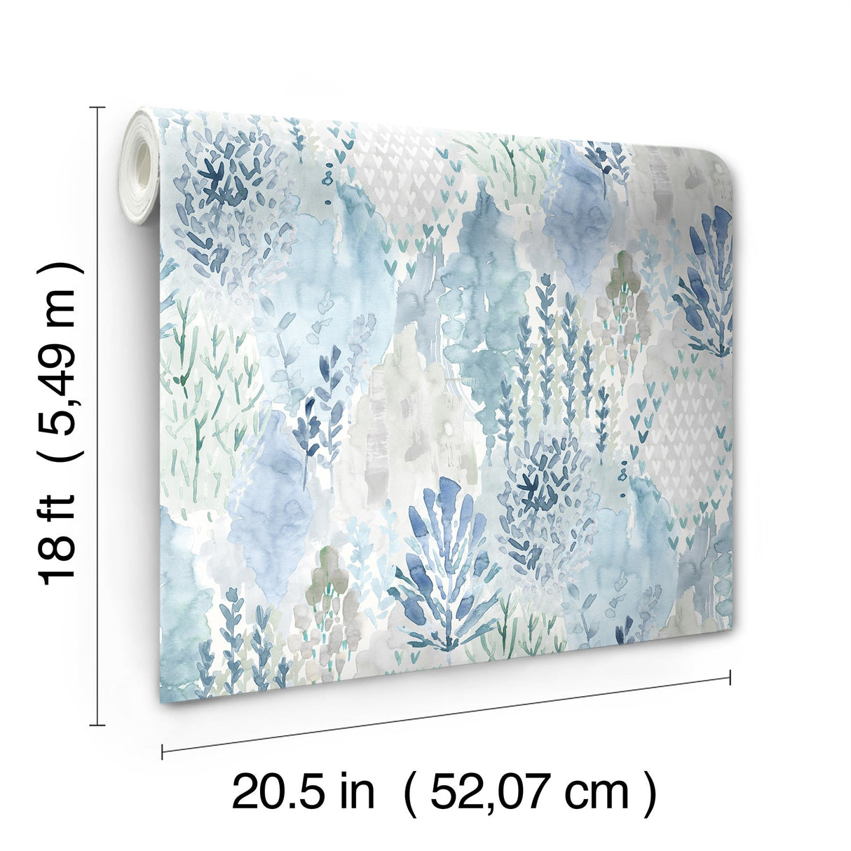 Watercolor Tree Mosaic Blue Peel & Stick Wallpaper with Whimsical Botanical Trees - York RMK12330PLW