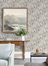 Watercolor Tree Mosaic Taupe Peel & Stick Wallpaper with Whimsical Botanical Trees Pattern - York RMK12331PLW