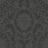 Boho Baroque Damask Grey Peel & Stick Wallpaper with Abstract Damask Pattern - York RMK12334PL