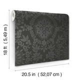 Boho Baroque Damask Grey Peel & Stick Wallpaper with Abstract Damask Pattern - York RMK12334PL
