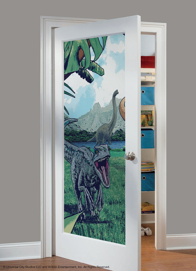 Jurassic Park Multicolor Peel & Stick Wall Mural with Dinosaur Scene - York RMK12336M